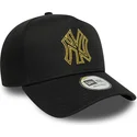 bone-curvo-preto-snapback-com-logo-dourado-e-frame-metallic-outline-da-new-york-yankees-mlb-da-new-era