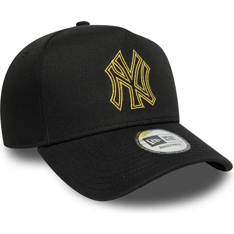 bone-curvo-preto-snapback-com-logo-dourado-e-frame-metallic-outline-da-new-york-yankees-mlb-da-new-era