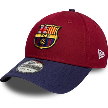 Boné curvo vermelho e azul marinho ajustável 9FORTY Contrast da FC Barcelona LALIGA da New Era