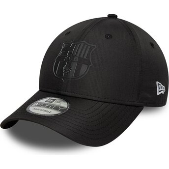 Boné curvo preto ajustável com logo preto 9FORTY Ripstop da FC Barcelona LALIGA da New Era