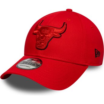 Boné curvo vermelho ajustável com logo vermelho 9FORTY Outline da Chicago Bulls NBA da New Era