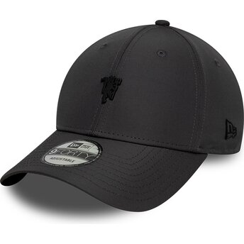Boné curvo cinza escuro ajustável com logo preto 9FORTY Metal da Manchester City Football Club Premier League da New Era