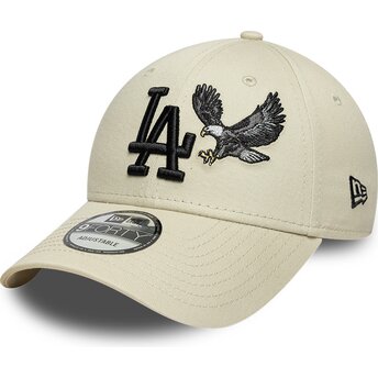 Boné curvo bege ajustável com logo preto 9FORTY Outdoor Icon da Los Angeles Dodgers MLB da New Era