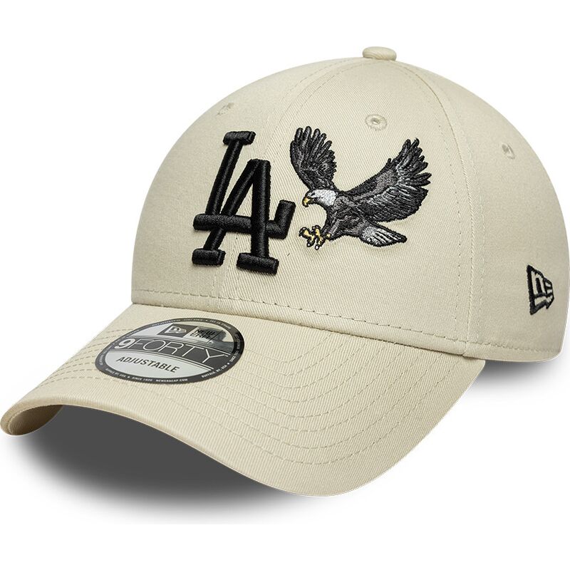 bone-curvo-bege-ajustavel-com-logo-preto-9forty-outdoor-icon-da-los-angeles-dodgers-mlb-da-new-era