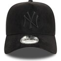 bone-curvo-preto-snapback-com-logo-preto-e-frame-faux-suede-da-new-york-yankees-mlb-da-new-era