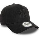 bone-curvo-preto-snapback-com-logo-preto-e-frame-faux-suede-da-new-york-yankees-mlb-da-new-era