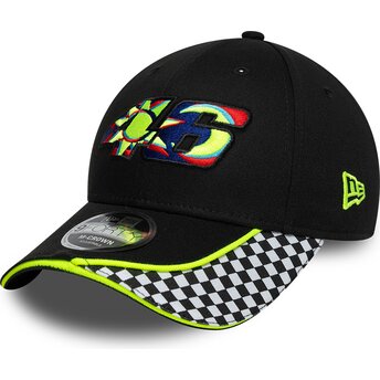 Boné curvo preto ajustável 9FORTY M-Crown Check da Valentino Rossi VR46 MotoGP da New Era