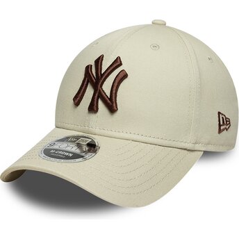 Boné curvo bege snapback com logo castanho 9FORTY M-Crown da New York Yankees MLB da New Era
