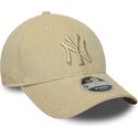 bone-curvo-bege-ajustavel-com-logo-bege-9forty-m-crown-cord-da-new-york-yankees-mlb-da-new-era