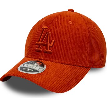 Boné curvo laranja ajustável com logo laranja 9FORTY M-Crown Cord da Los Angeles Dodgers MLB da New Era
