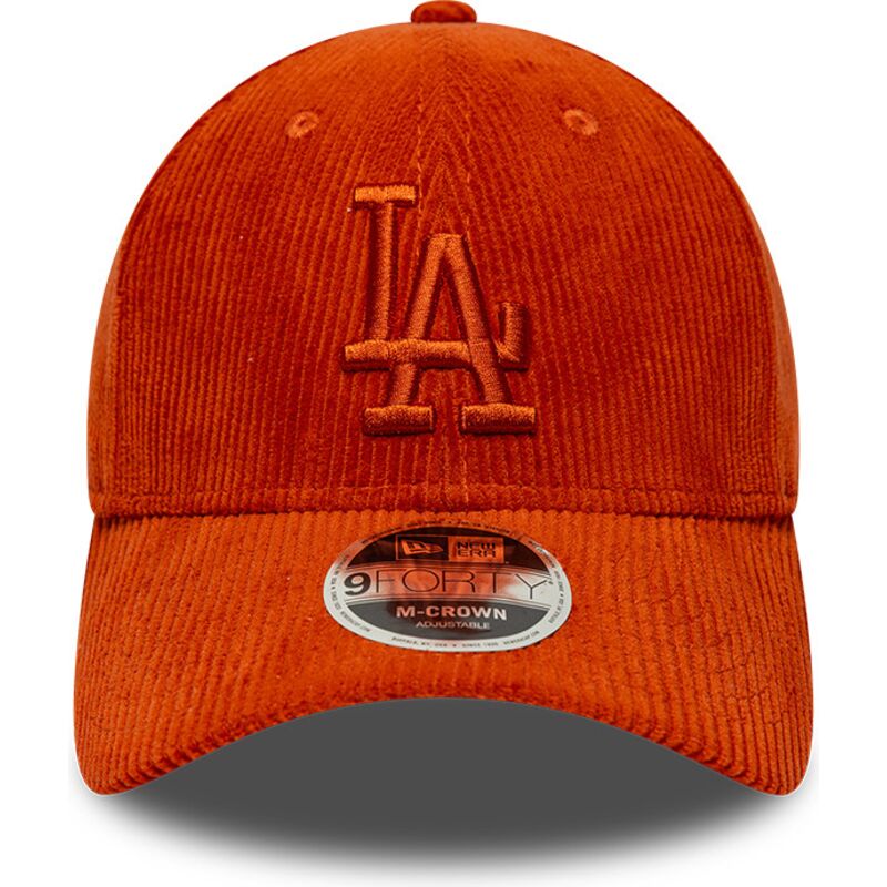 bone-curvo-laranja-ajustavel-com-logo-laranja-9forty-m-crown-cord-da-los-angeles-dodgers-mlb-da-new-era