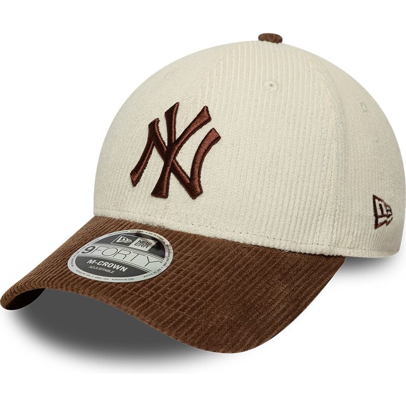 bone-curvo-castanho-e-bege-ajustavel-com-logo-castanho-9forty-m-crown-cord-da-new-york-yankees-mlb-da-new-era