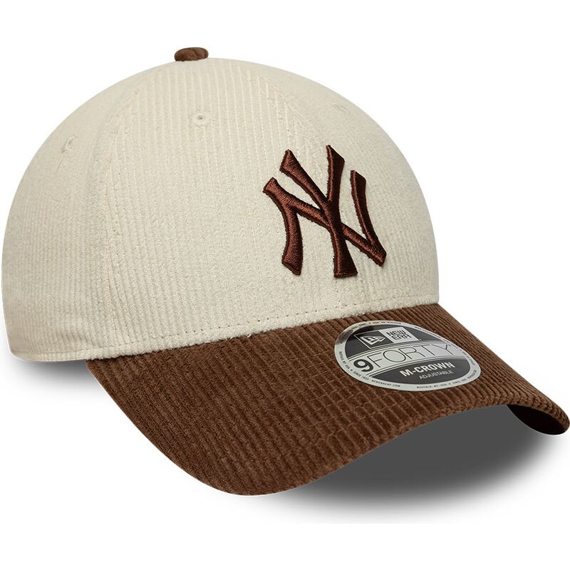 bone-curvo-castanho-e-bege-ajustavel-com-logo-castanho-9forty-m-crown-cord-da-new-york-yankees-mlb-da-new-era