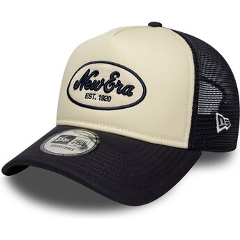 Boné trucker azul marinho e bege A Frame Oval Foam Patch...
