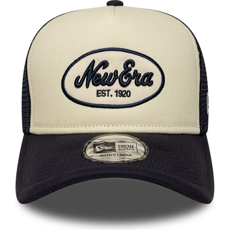 bone-trucker-azul-marinho-e-bege-a-frame-oval-foam-patch-da-new-era bone-trucker-azul-marinho-e-bege-a-frame-oval-foam-patch-da-new-era