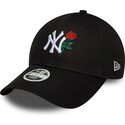 bone-curvo-preto-ajustavel-para-mulheres-9forty-flower-icon-da-new-york-yankees-mlb-da-new-era