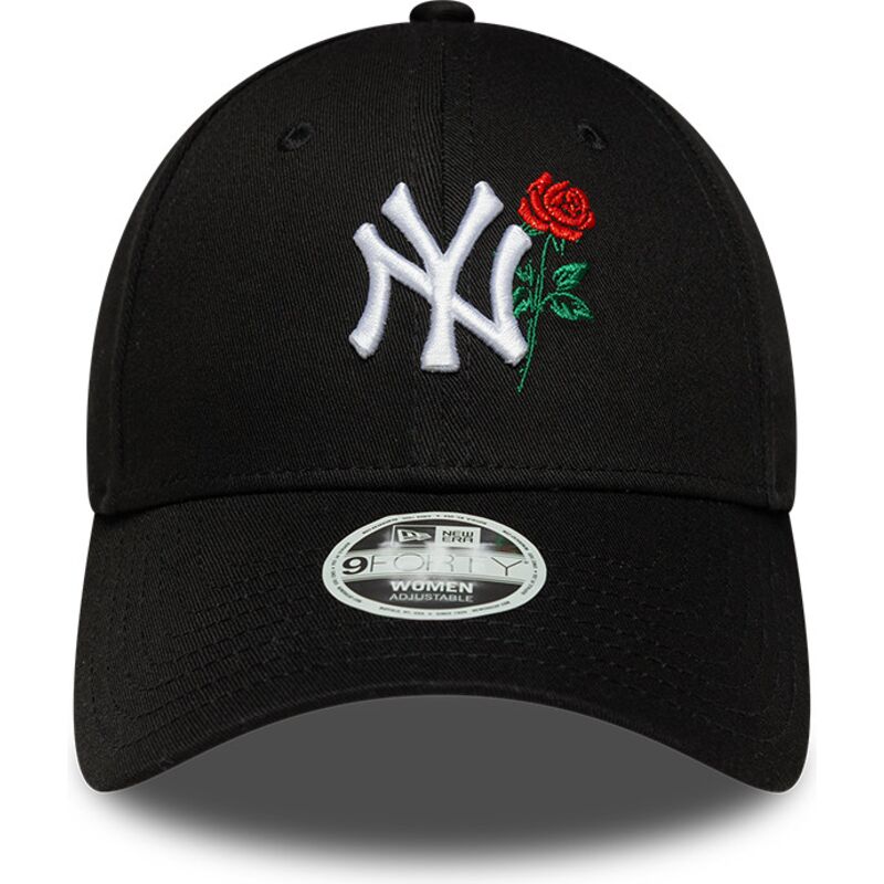 bone-curvo-preto-ajustavel-para-mulheres-9forty-flower-icon-da-new-york-yankees-mlb-da-new-era