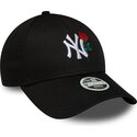 bone-curvo-preto-ajustavel-para-mulheres-9forty-flower-icon-da-new-york-yankees-mlb-da-new-era