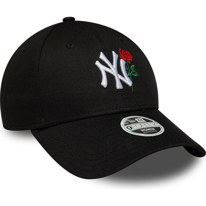 bone-curvo-preto-ajustavel-para-mulheres-9forty-flower-icon-da-new-york-yankees-mlb-da-new-era
