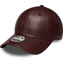 bone-curvo-castanho-snapback-para-mulheres-9forty-m-crown-pu-diamante-da-new-york-yankees-mlb-da-new-era