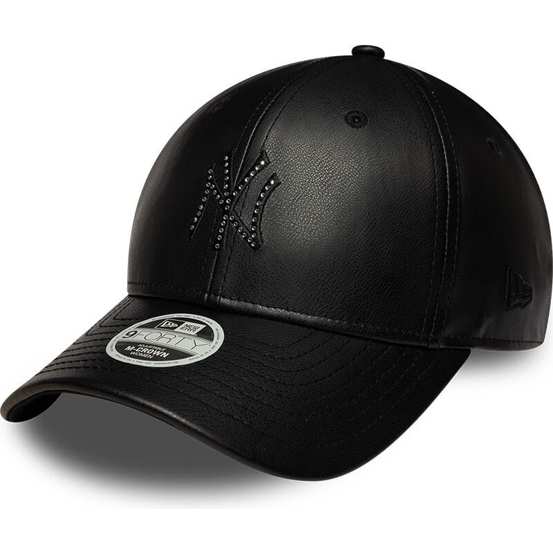 bone-curvo-preto-snapback-para-mulheres-com-logo-preto-9forty-m-crown-pu-diamante-da-new-york-yankees-mlb-da-new-era
