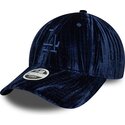 bone-curvo-azul-marinho-ajustavel-para-mulheres-com-logo-azul-marinho-9twenty-velour-da-los-angeles-dodgers-mlb-da-new-era