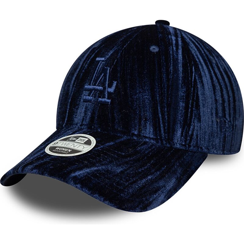 bone-curvo-azul-marinho-ajustavel-para-mulheres-com-logo-azul-marinho-9twenty-velour-da-los-angeles-dodgers-mlb-da-new-era