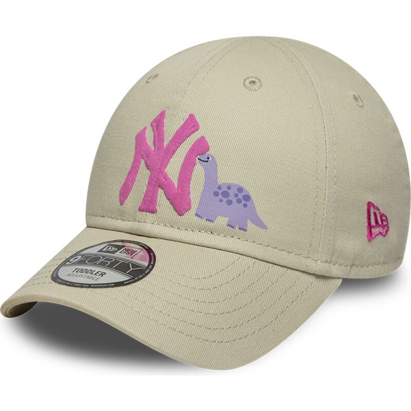 bone-curvo-bege-ajustavel-para-crianca-com-logo-rosa-9forty-dino-icon-da-new-york-yankees-mlb-da-new-era