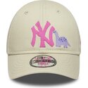 bone-curvo-bege-ajustavel-para-crianca-com-logo-rosa-9forty-dino-icon-da-new-york-yankees-mlb-da-new-era