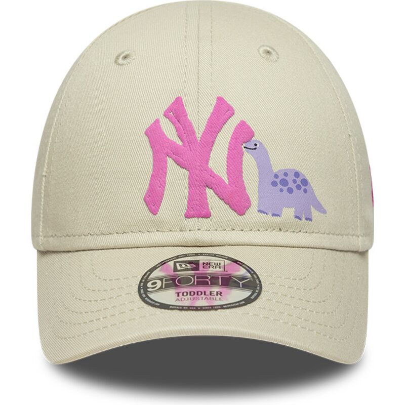 bone-curvo-bege-ajustavel-para-crianca-com-logo-rosa-9forty-dino-icon-da-new-york-yankees-mlb-da-new-era