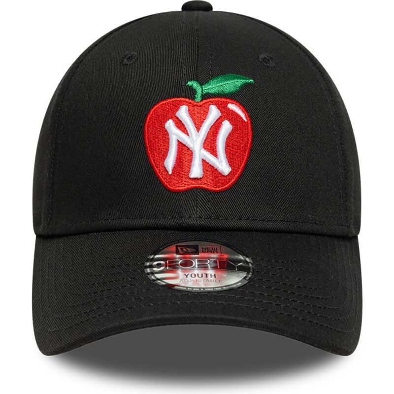 bone-curvo-preto-ajustavel-para-crianca-9forty-fruit-icon-apple-da-new-york-yankees-mlb-da-new-era