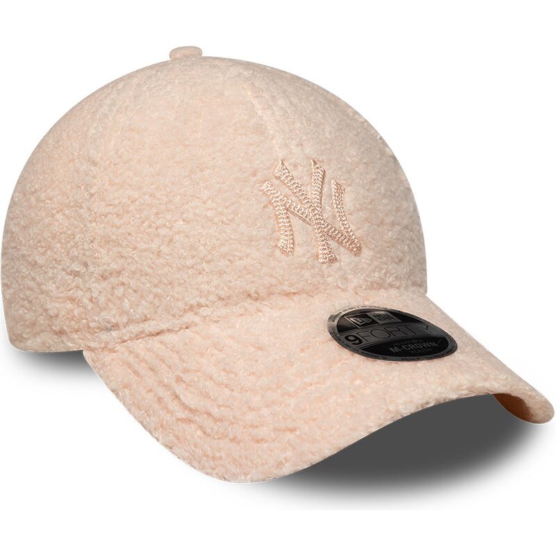 bone-curvo-rosa-snapback-para-crianca-com-logo-rosa-9forty-m-crown-winter-borg-da-new-york-yankees-mlb-da-new-era