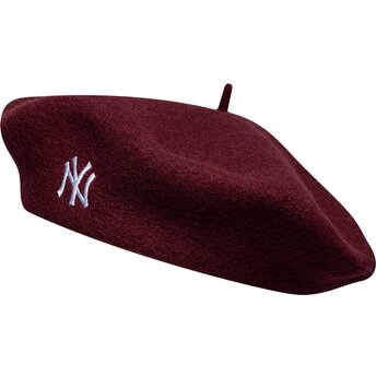 Boina grená vermelha Wool Script da New York Yankees MLB da New Era