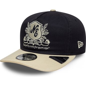 Boné curvo azul marinho e bege ajustável 19TWENTY Washed Graphic da New Era