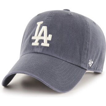 Boné curvo cinza ajustável Clean Up Vintage Navy da Los Angeles Dodgers MLB da 47 Brand