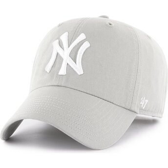 Boné curvo cinza claro ajustável Clean Up No Loop Label da New York Yankees MLB da 47 Brand