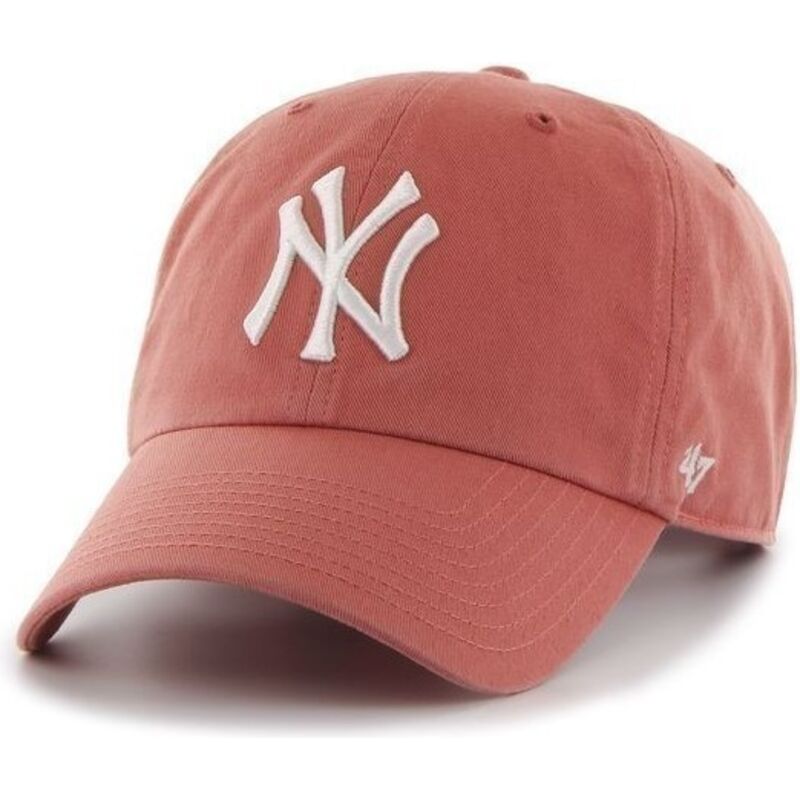 bone-curvo-vermelho-claro-ajustavel-clean-up-no-loop-label-island-red-da-new-york-yankees-mlb-da-47-brand