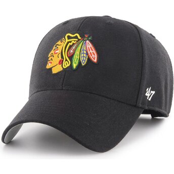 Boné curvo preto ajustável MVP da Chicago Blackhawks NHL da 47 Brand