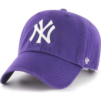 Boné curvo violeta ajustável Clean Up No Loop Label da New York Yankees MLB da 47 Brand