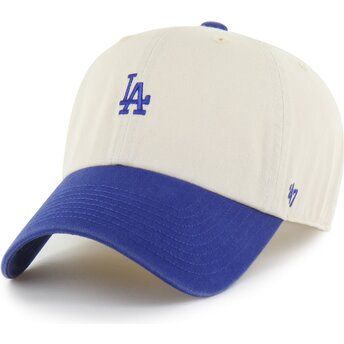 Boné curvo bege e azul ajustável Clean Up Base Runner Two Tone da Los Angeles Dodgers MLB da 47 Brand