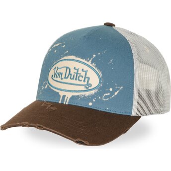 Boné trucker azul e castanho TAG01 da Von Dutch