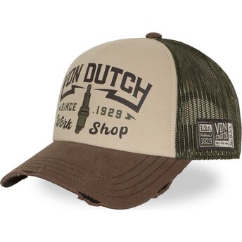 Boné trucker castanho e verde CREW40 da Von Dutch