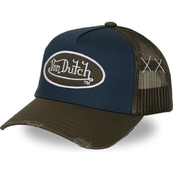 Boné trucker azul marinho e verde USED 14 da Von Dutch