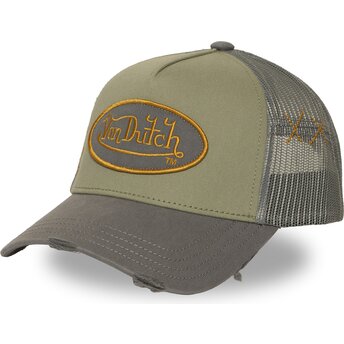 Boné trucker verde e cinza USED 15 da Von Dutch