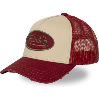 Boné trucker vermelho e bege USED 16 da Von Dutch