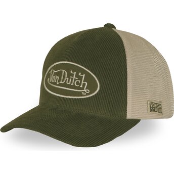 Boné trucker verde e bege ajustável LOF B47 da Von Dutch