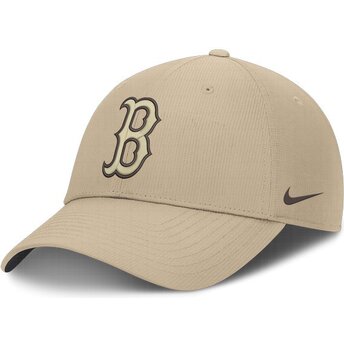 Boné curvo bege ajustável com logo bege Club Structured Uv Poly Ripstop da Boston Red Sox MLB da Nike