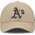 bone-curvo-bege-ajustavel-com-logo-castanho-structured-uv-poly-ripstop-da-oakland-athletics-mlb-da-nike