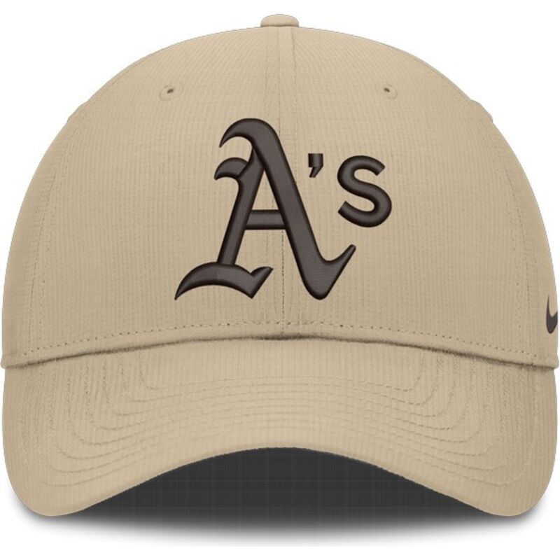 bone-curvo-bege-ajustavel-com-logo-castanho-structured-uv-poly-ripstop-da-oakland-athletics-mlb-da-nike bone-curvo-bege-ajustavel-com-logo-castanho-structured-uv-poly-ripstop-da-oakland-athletics-mlb-da-nike