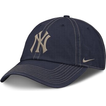 Boné curvo azul marinho ajustável com logo bege Fathers Day Club Unstructured Organic Cotton da New York Yankees MLB da Nike